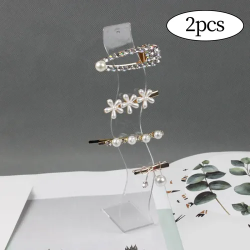 2x Soporte De Exhibición De Pinzas Para El Cabello Claro