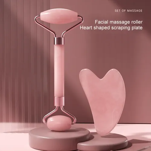 * Gua Sha Facial Masajeador Rodillo Rosa Resina Antiedad
