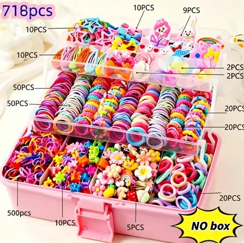 Juego De 718 Cintas Elásticas Para El Pelo Para Niñas, Multi