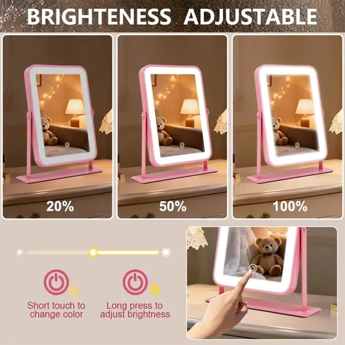 Espejo De Maquillaje Con Luz Led Yekkopt 11×9 Pulgadas Rosa