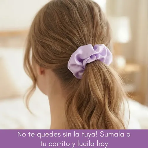 Scrunchies colitas para el pelo, Antifrizz de raso lisa Lila