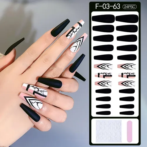 24 Puntas De Uñas Postizas De 30 X 24 Unidades De Largo, Tam