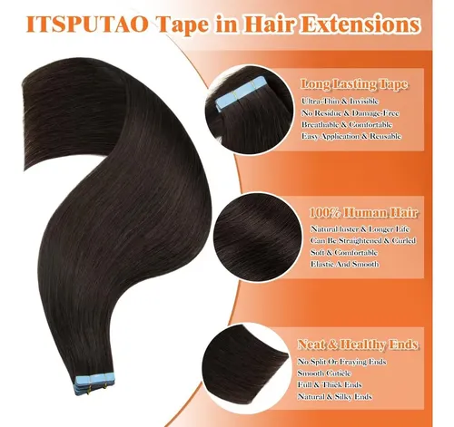 Extensiones De Cabello Con Cinta Itsputao 18 In Negro