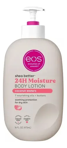 EOS Shea Better Loción Corporal Coconut Waters 473 ml | Hidratación 24 Horas con Manteca de Karité Natural, Aroma Fresco de Coco, Fórmula Vegana Ligera y No Grasosa que Suaviza y Nutre la Piel