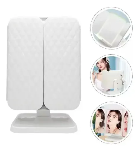 Espejo Maquillaje Led Ajustable Recargable Tactil Triptico
