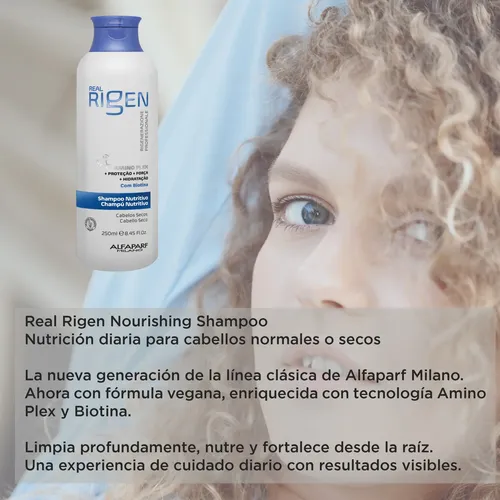 Alfaparf Shampoo Nutritivo Real Rigen Cabello Seco Dañado