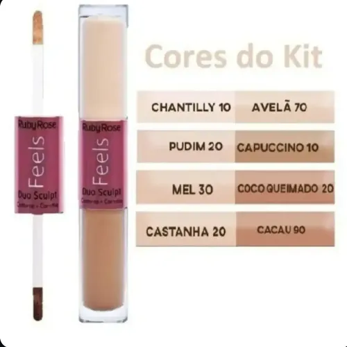 Corrector Y Contorno Duo Sculpt Feels Ruby Rose Tono Corrector Pudium 20 Contorno Capuccino 10