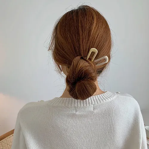 Pinza Para El Pelo En Forma De U De Metal Minimalista (1 #mo Glossy Gold