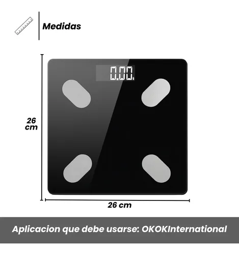 Balanza Baño Digital Bluetooth Personal Corporal 180kg Negra