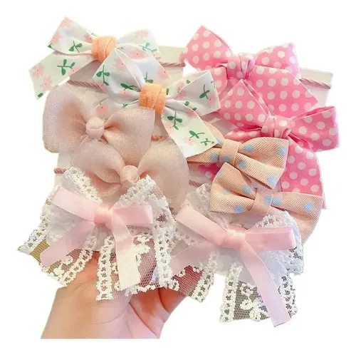 Yhyj Juego 10 Lazos Mariposa For Niña, Coletero Elástico Yj