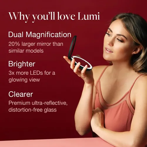 Espejo De Maquillaje De Bolsillo Compacto Con Iluminación Le