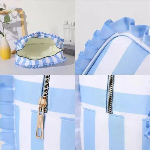 Neceser De Maquillaje Con Volantes A Rayas Para Viajar