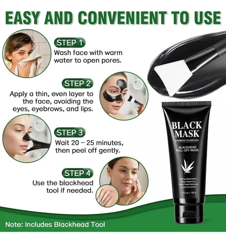Mascarilla Peel-off Carbón Para Puntos Negros Con Cepillo