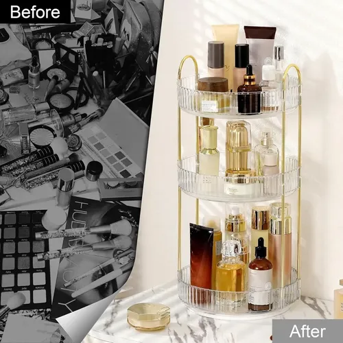 Organizador Cosméticos 3 Niveles Giratorio Blanco Baño Blanc