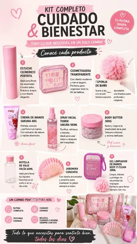 Kit X 9 Neceser Tonico Crema Esponja Gel Skincare Body Butte