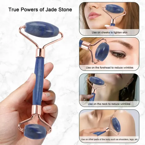 Rodillo Facial Xyzbstar Jade Y Gua Sha Masajeador Azul
