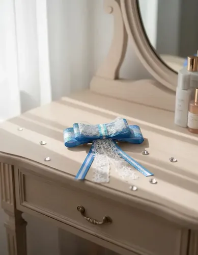 Moño Hebilla Argentina Accesorio Pelo Brillo Strass Puntilla Celeste Y Blanco Grande