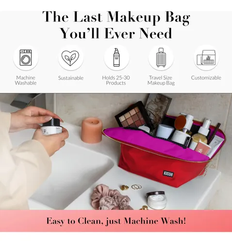 Bolsa De Maquillaje Kusshi, Lavable, De Viaje, Con Organizad
