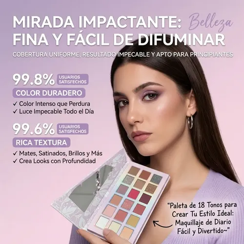 Sombras Para Ojos Paleta 18 Colores Malva Vino Maquillaje