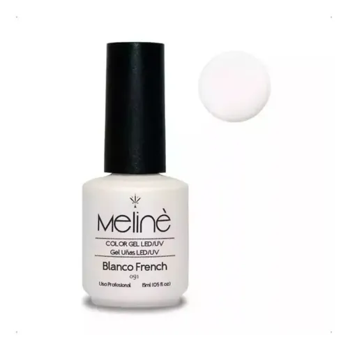Esmalte Meline Nuevos Colores Gel Uv/led Semip. X 15 Ml Color 091 Blanco French