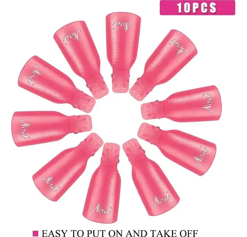 Clip Para Remover Esmalte Uñas Akoak 10 Pcs Acrílico Rosa