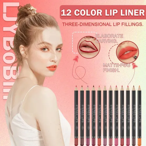 Ljybobin Set 12 Delineadores Labiales Mate Waterproof