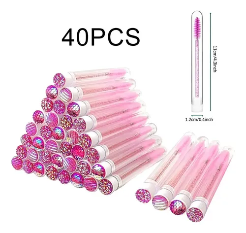 Q 40x Rímel Desechable Cepillo Rímel Varitas Tubo Rosa A