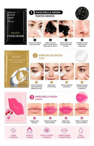 Skincare Pilaten Mascarilla Labial Ojeras Puntos Negros