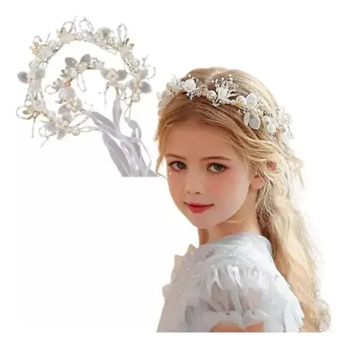 Tocado De Novia Con Corona De Flores De Princesa For Niña Qd