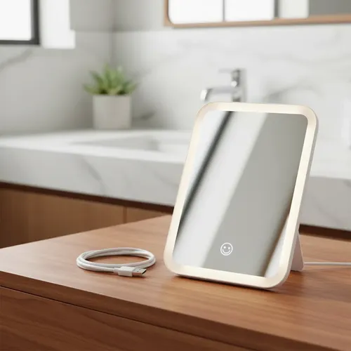 Espejo Con Luz Led Touch Portatil Para Maquillaje Recargable