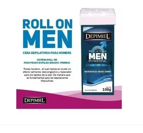 Cera Cartucho Roll-on Men Hombre Azuleno Depimiel 100gr