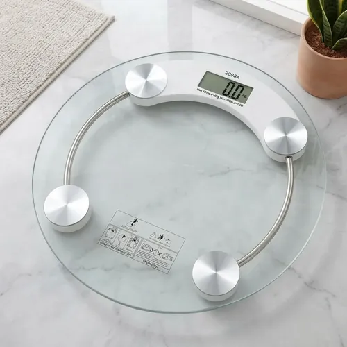 Balanza Digital De Baño Vidrio Y Metal 180kg Transparente