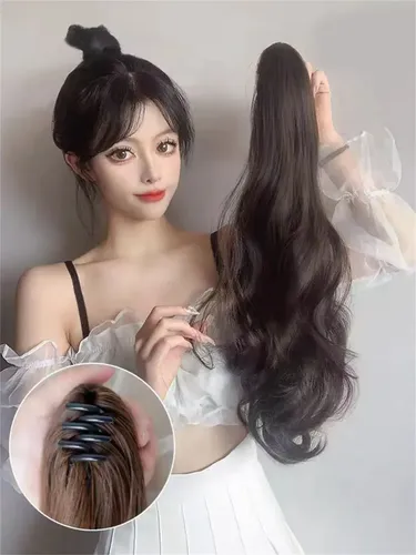 Extensiones De Cabello Natural Con Clips Y Coleta Postiza