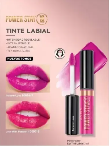 Labial Liquido Tinte Power Stay Larga Duración Avon 3ml Color Kiss And Tell