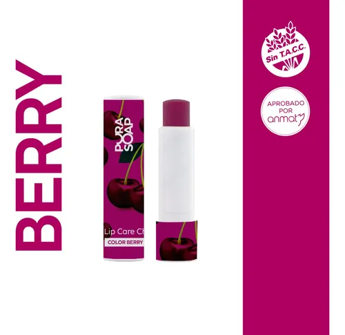 Bálsamo Labial Hidratante Con Color Duo Cherry y Cherry black Pura Soap