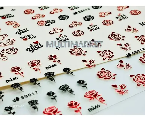 Stickers Adhesivos Plancha Grande Decoración De Uñas