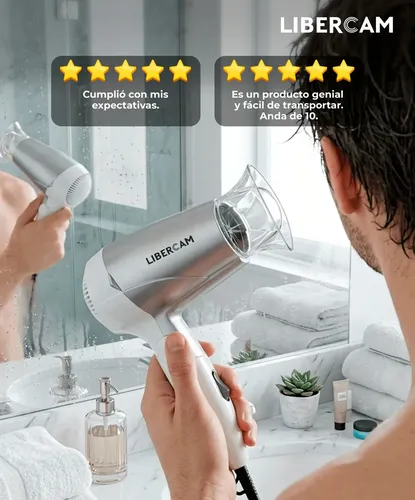 Secador De Pelo Cabello Libercam RSEC-01 Caliente 2 Velocidades 1000w Color Blanco y Gris