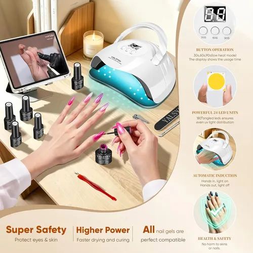 Kit Gel Uñas 30 Colores Uv Tips Almendra Base Top Coat