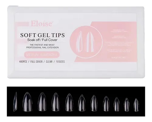 Tips Eloise Uñas Postizas Soft Gel Decoracion Press On 480u Color Almendra Mediana