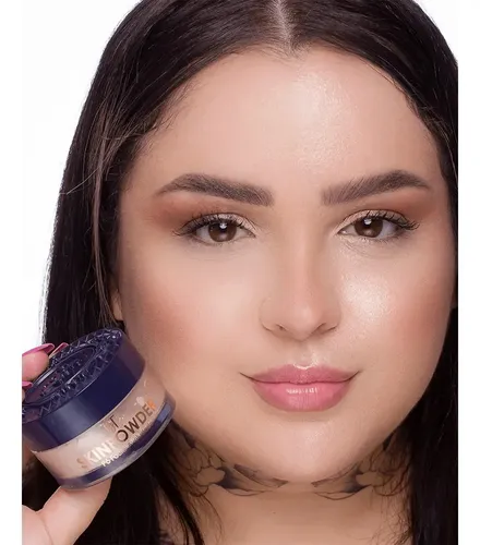 Base de maquillaje en polvo Bruna Tavares BT Skinpowder, polvo facial suelto Bruna Tavares, tono ámbar único