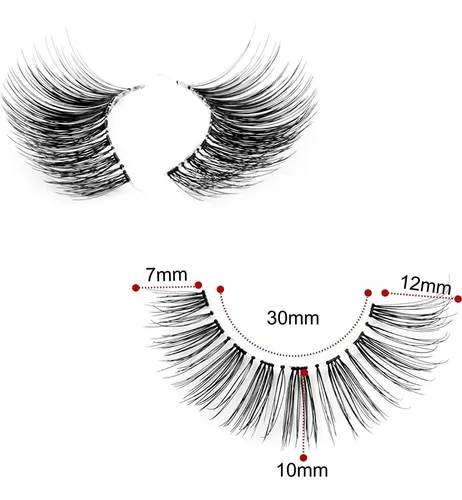 Pestañas Postizas Emeda Natural 3d Banda Ultra Fina 12mm