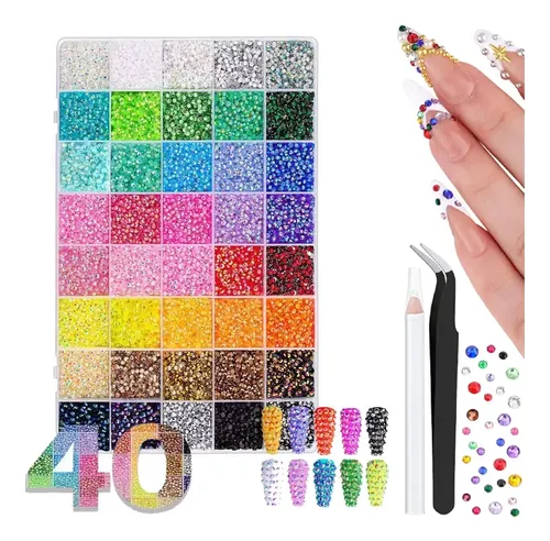 Kit De Diamantes De Imitación De 3 Mm, 40 Colores, Gemas Par