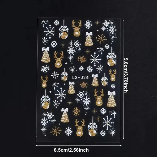 + 4 Pegatinas Navideñas For Uñas, Elementos Reflectantes –