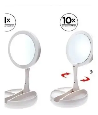 Espejo Con Luz Led P/maquillaje C/aumento Doble Faz Plegable