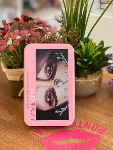Set 12 Brochas Pinceles Maquillaje Profesional Estuche Metal