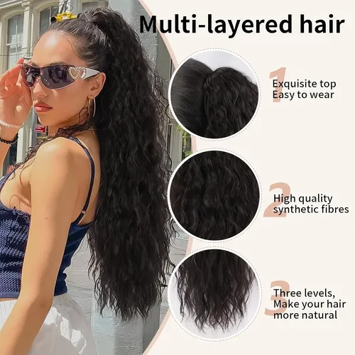 Extensión Coleta Alta Larga Rizada Sin Dañar Cabello Natural