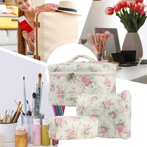 A Bolsa De Cosméticos Floral Juego De Bolsa De Maquillaje [ B