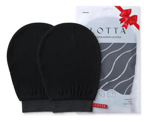 Guantes Exfoliantes Lotta 2 Pcs Negro Tamaño Grande Y