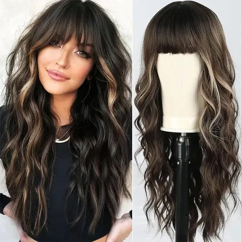Sintético Para Cabello De Fibra Larga A Con Peluca Engastada