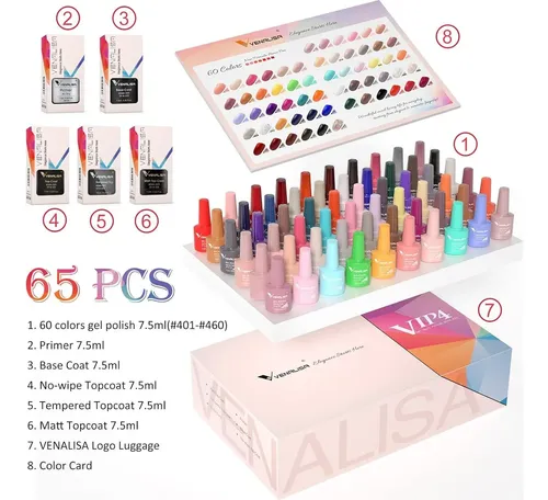 Conjunto De Esmalte En Gel Venalisa Vip4 60 Colores 7.5 Ml